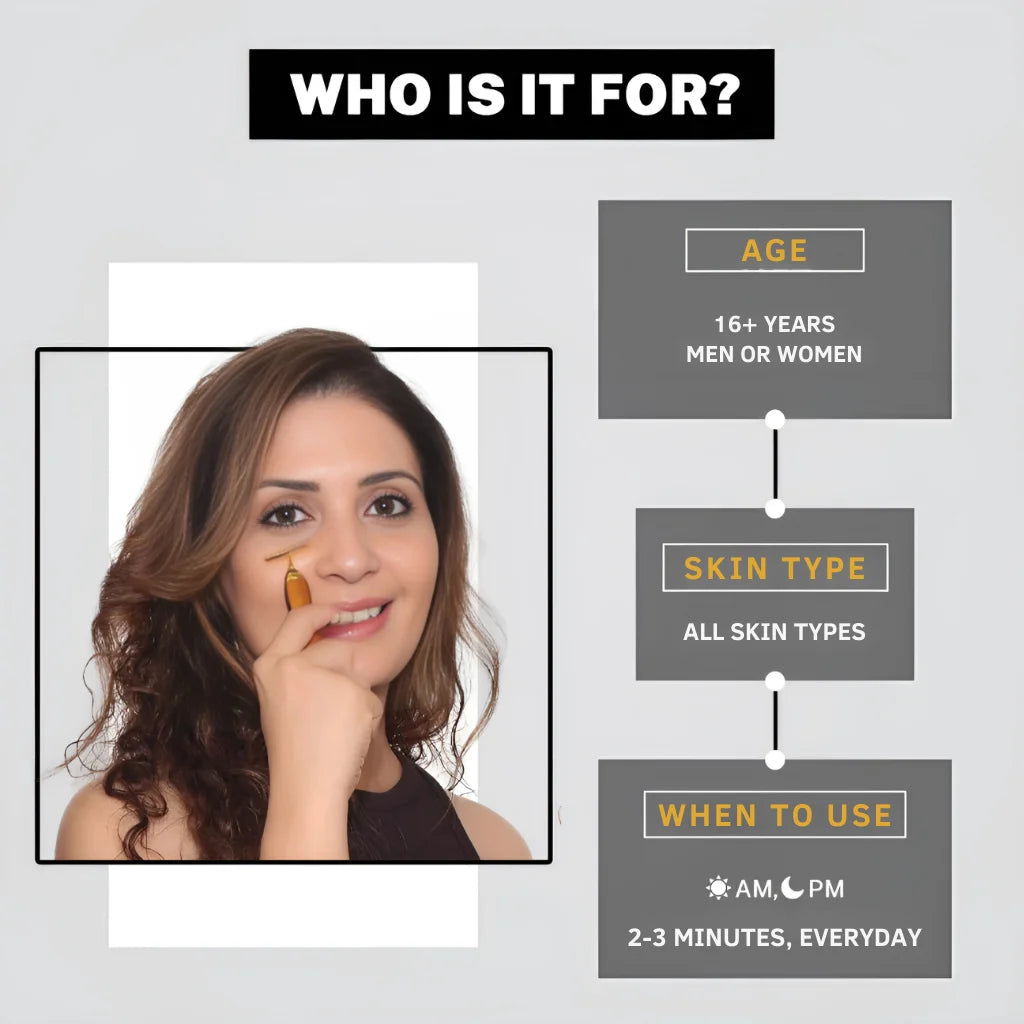 Gold Energy Beauty Bar Electric Vibration Facial Massager Roller