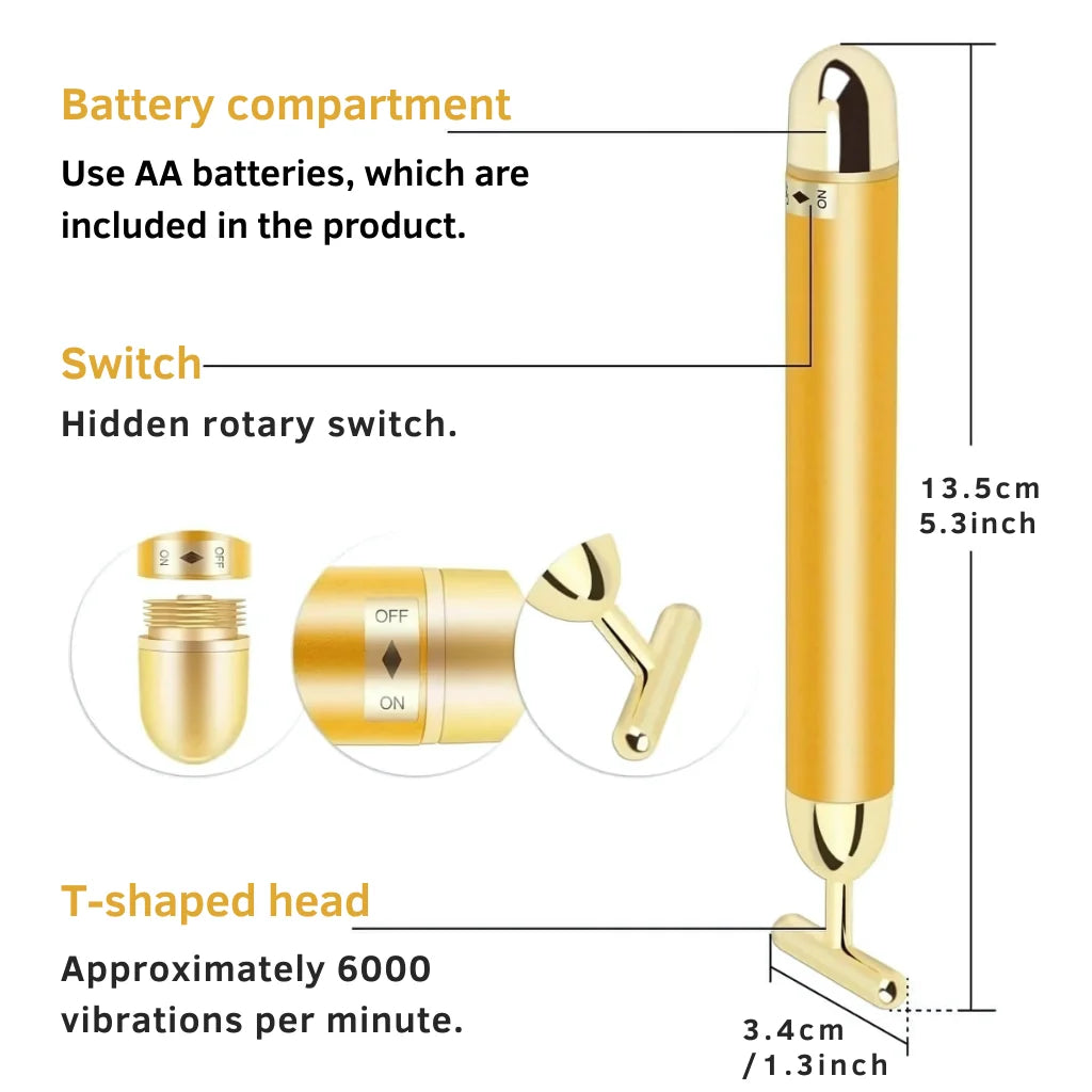 Gold Energy Beauty Bar Electric Vibration Facial Massager Roller