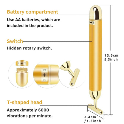 Gold Energy Beauty Bar Electric Vibration Facial Massager Roller