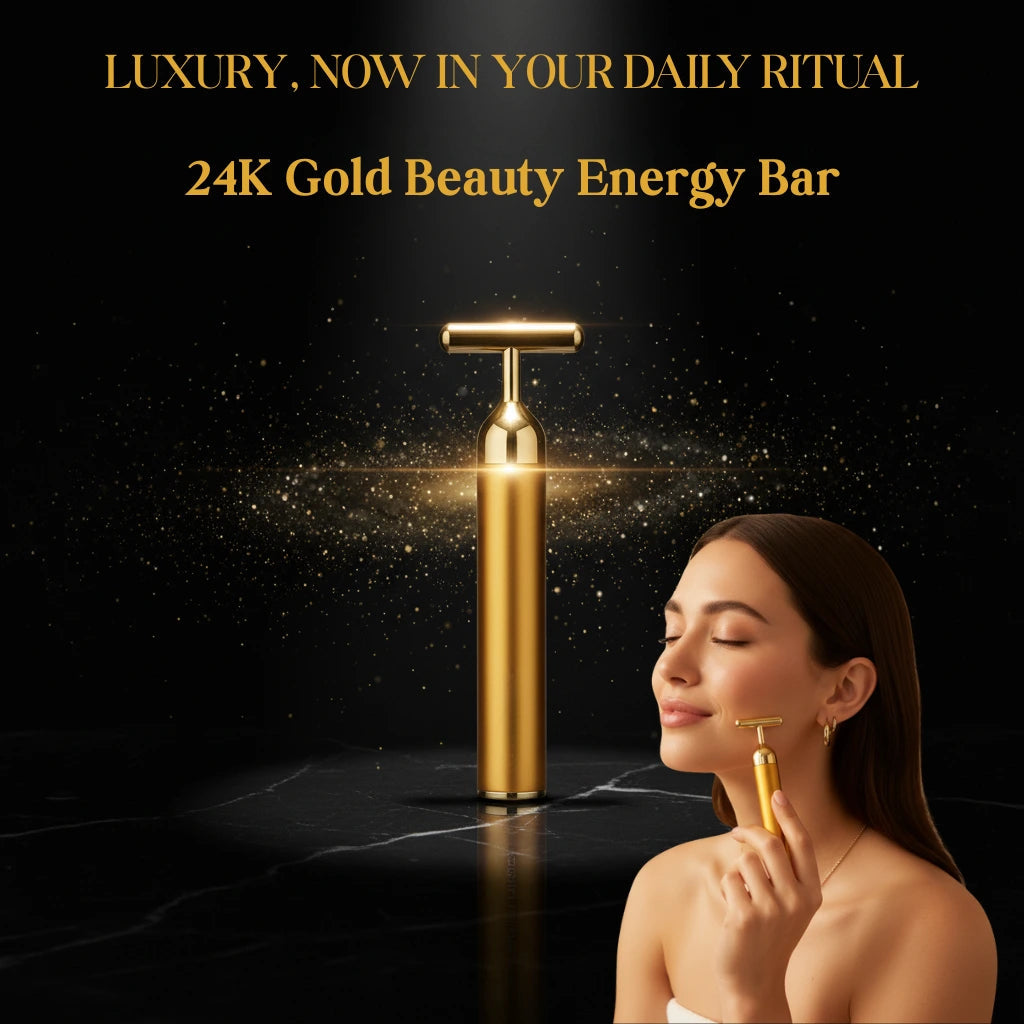 Gold Energy Beauty Bar Electric Vibration Facial Massager Roller