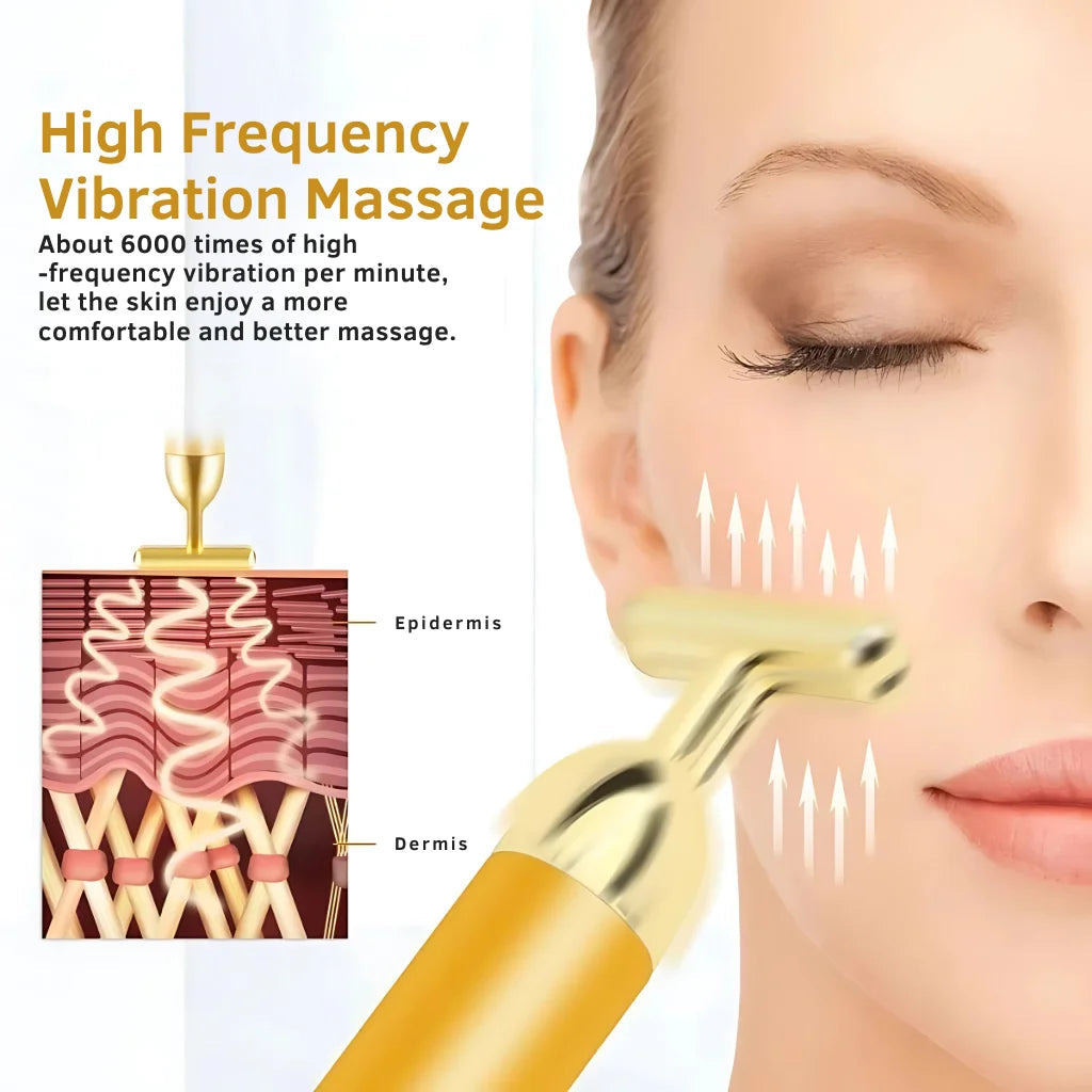 Gold Energy Beauty Bar Electric Vibration Facial Massager Roller