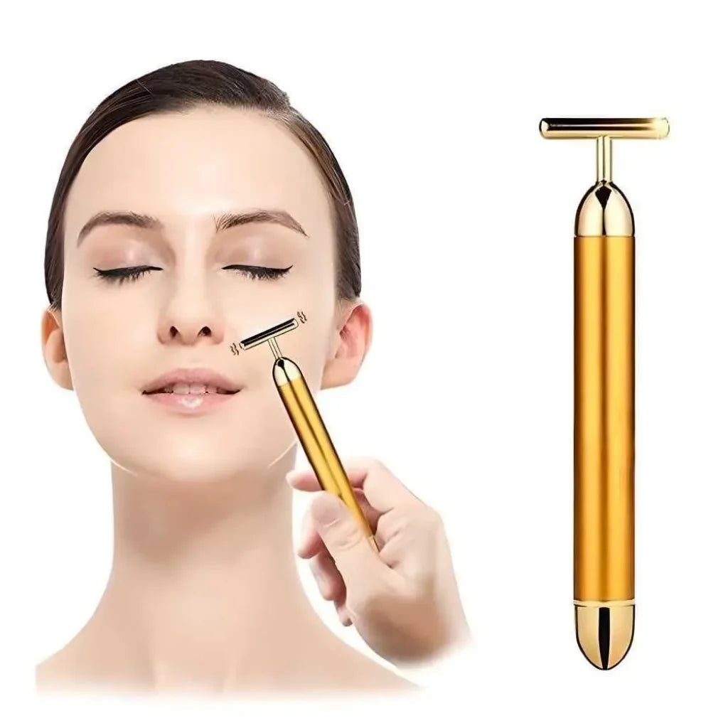 Gold Energy Beauty Bar Electric Vibration Facial Massager Roller