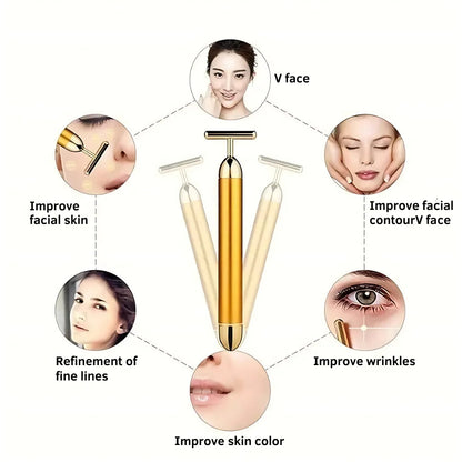 Gold Energy Beauty Bar Electric Vibration Facial Massager Roller