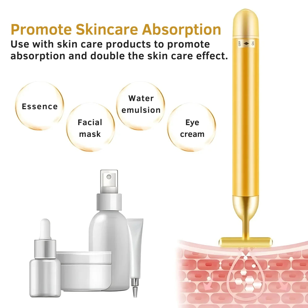 Gold Energy Beauty Bar Electric Vibration Facial Massager Roller